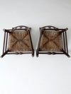 antique rush dining seat chairs pair