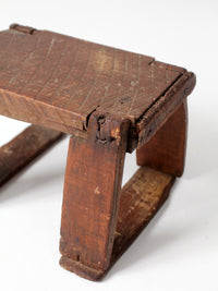 antique primitive footstool bench