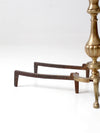 antique brass and cast iron fireplace andirons