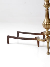 antique brass and cast iron fireplace andirons