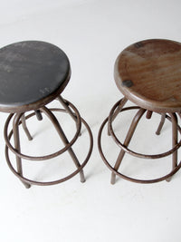 mid century industrial stools pair