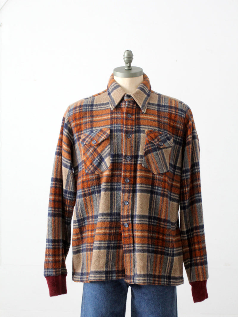 vintage 70s woolly plaid shirt jacket by the King Size Co