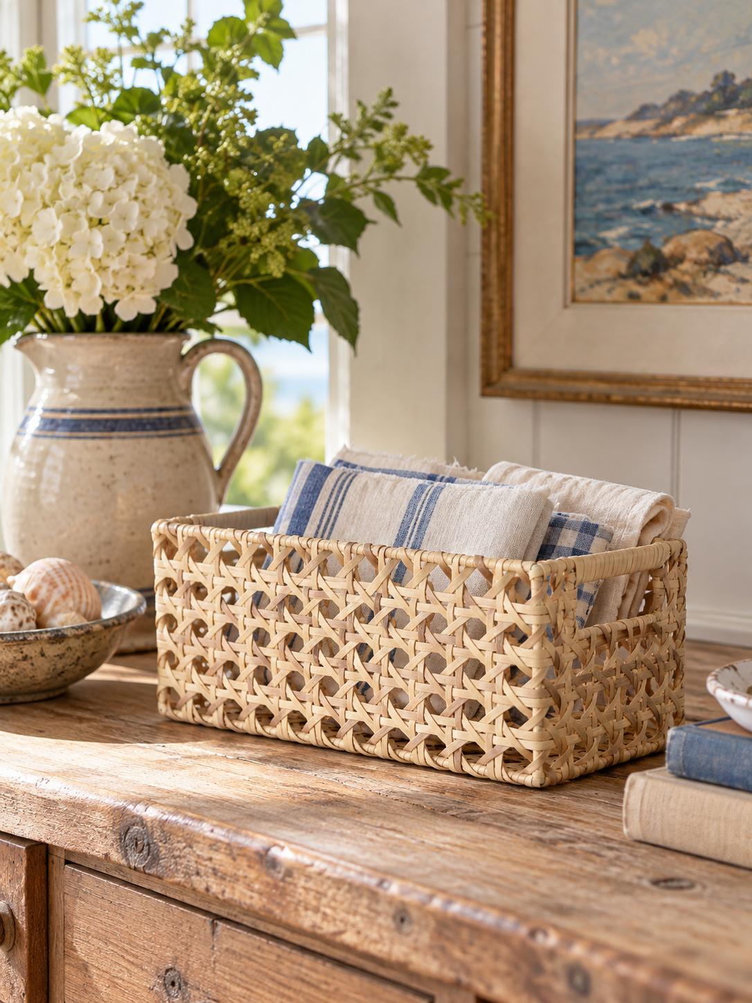 vintage rectangular woven storage basket