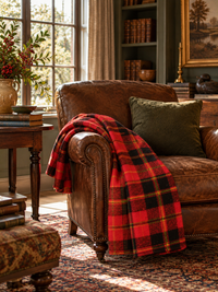 vintage Beacon red tartan plaid throw blanket