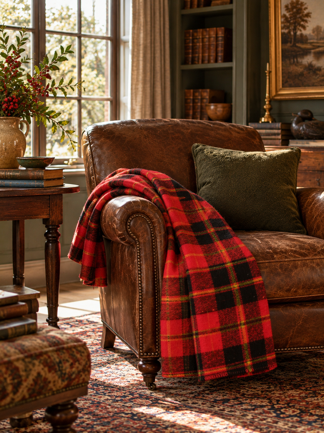 vintage Beacon red tartan plaid throw blanket