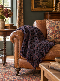 vintage hand crocheted fringe throw blanket