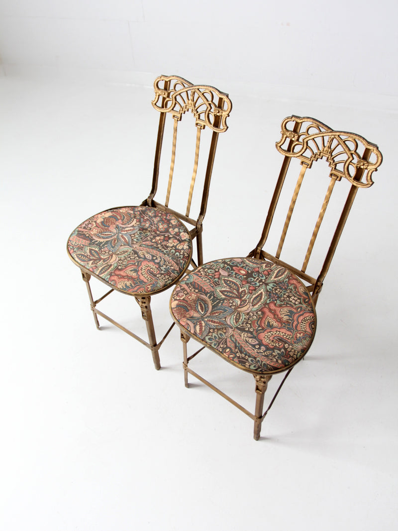 antique Art Nouveau cast iron chairs