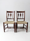 antique rush dining seat chairs pair