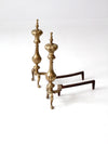 antique brass and cast iron fireplace andirons