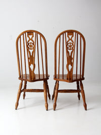 mid century oak Windsor style dining chairs pair