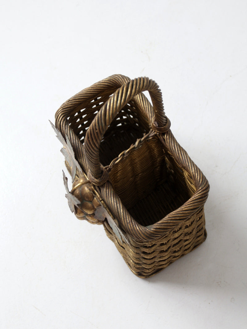 vintage gold wicker basket