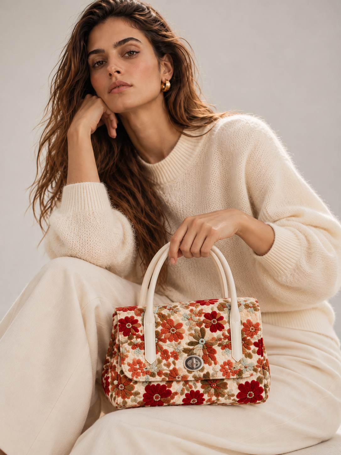vintage 1960s floral tapestry handbag