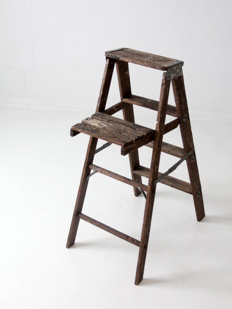 vintage painter's wooden folding ladder