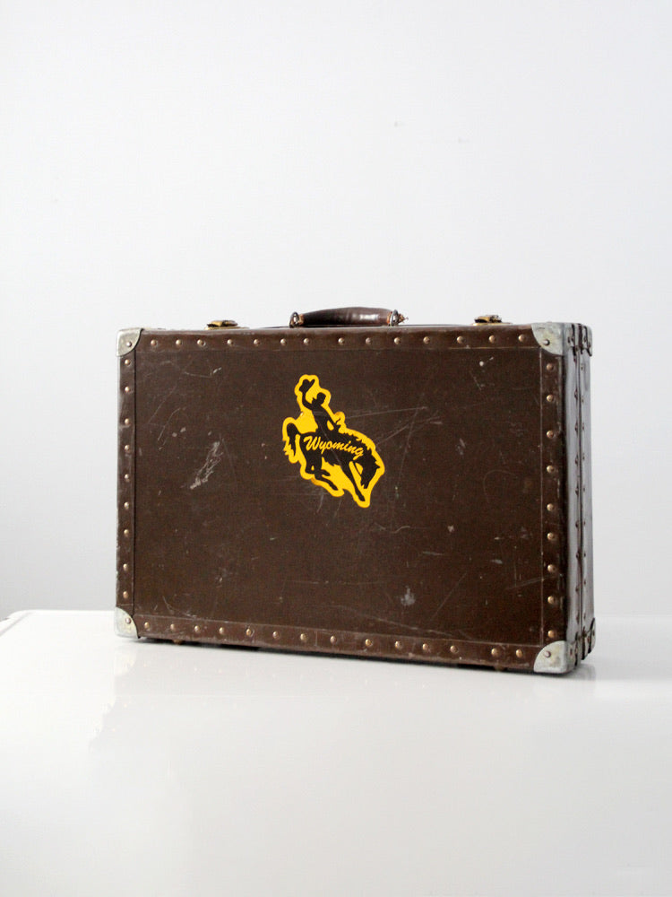 vintage mid-century Wyoming bucking horse travel case