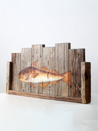 vintage rustic folk art painted fish sign