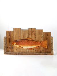 vintage rustic folk art painted fish sign