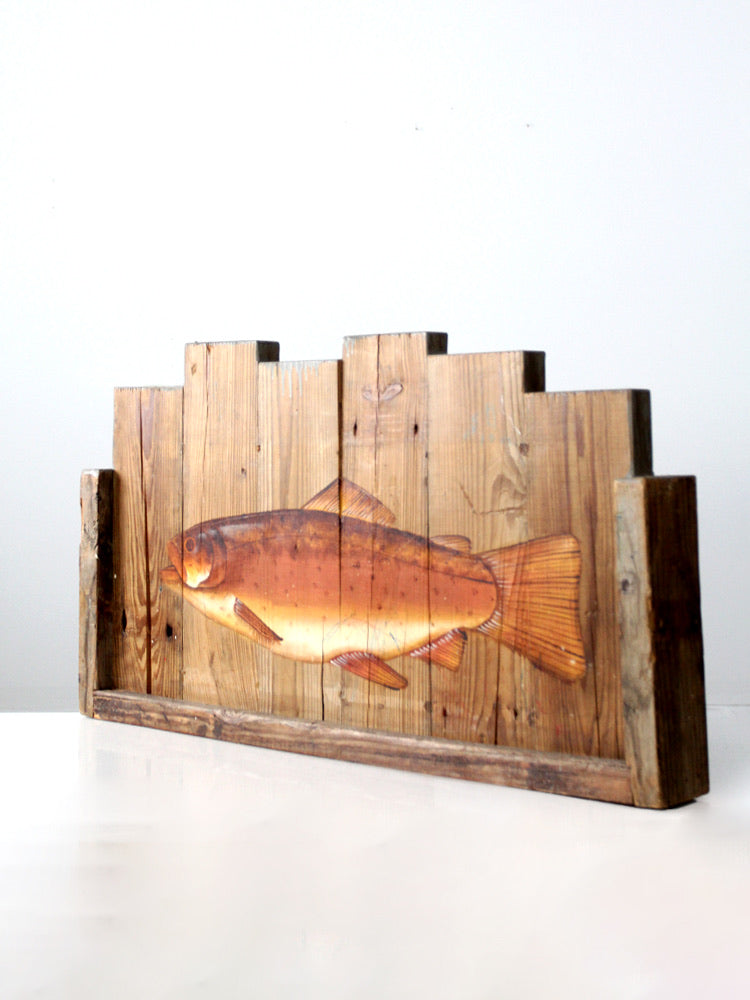 vintage rustic folk art painted fish sign