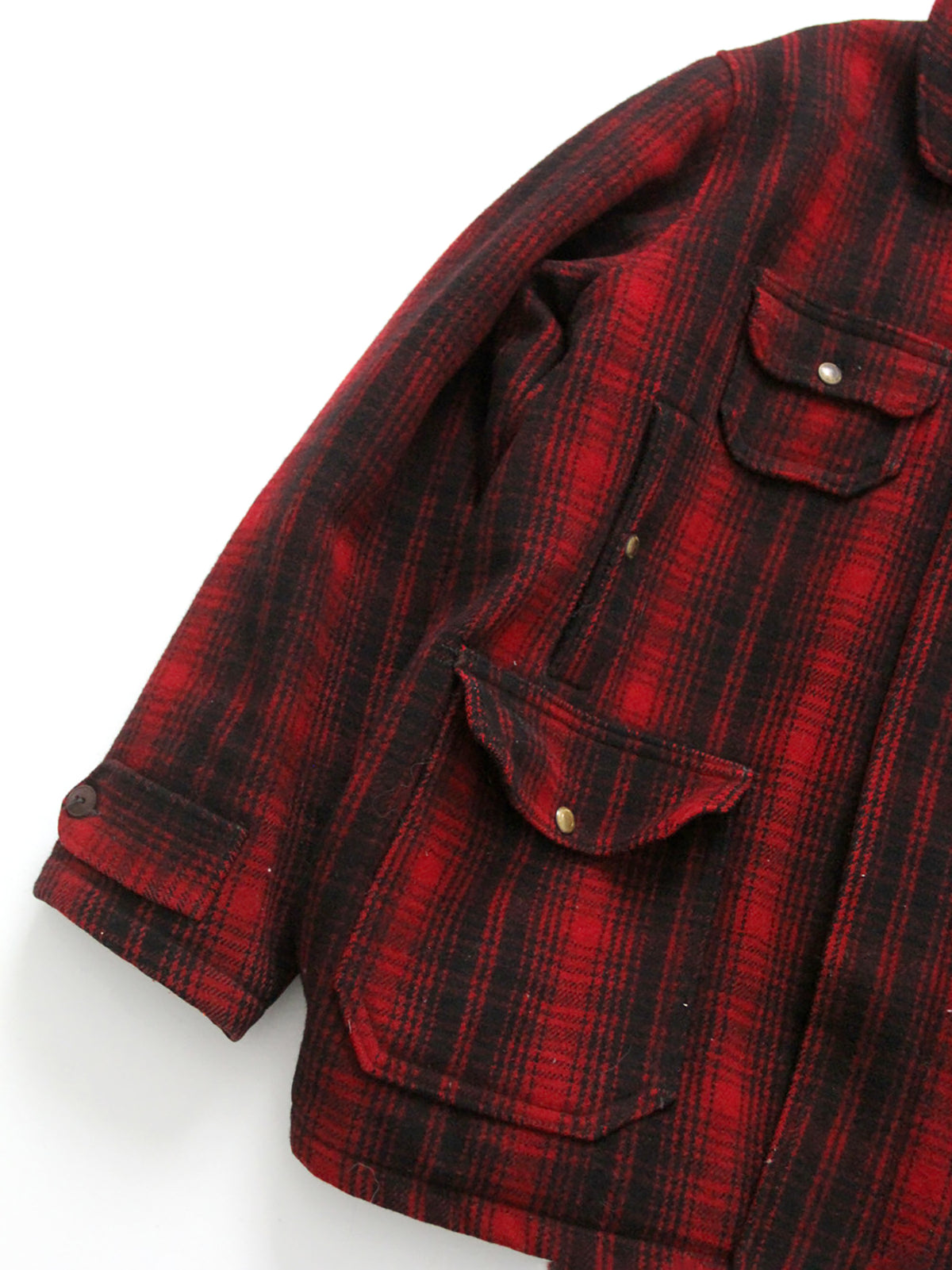 1940s Woolrich red and black plaid wool hunting jacket