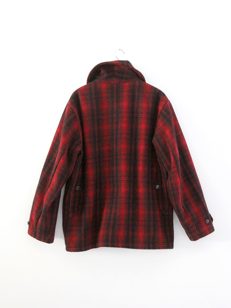 1940s Woolrich red and black plaid wool hunting jacket