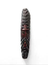 vintage folk art carved wood face wall hanging