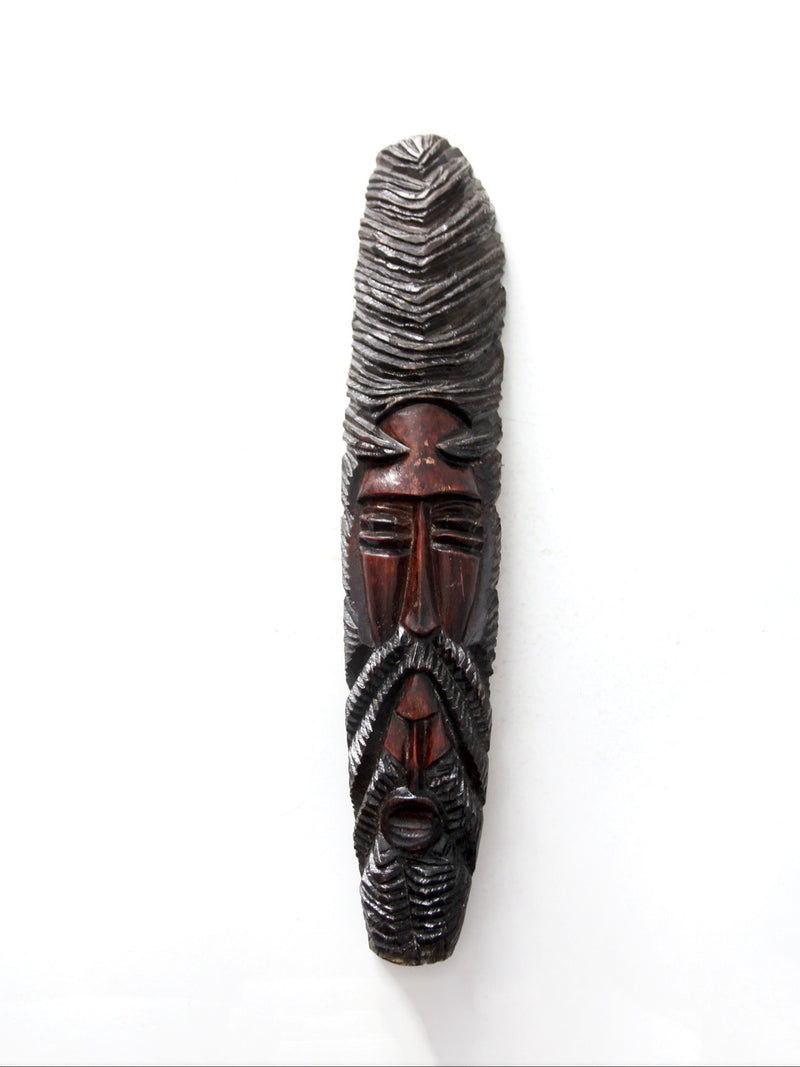 vintage folk art carved wood face wall hanging
