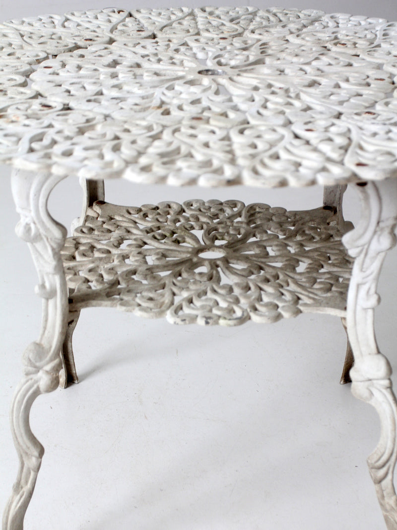 Victorian white cast iron garden table