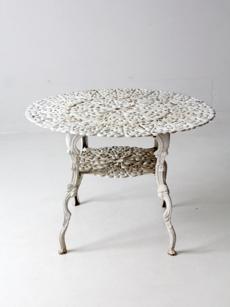 Victorian white cast iron garden table