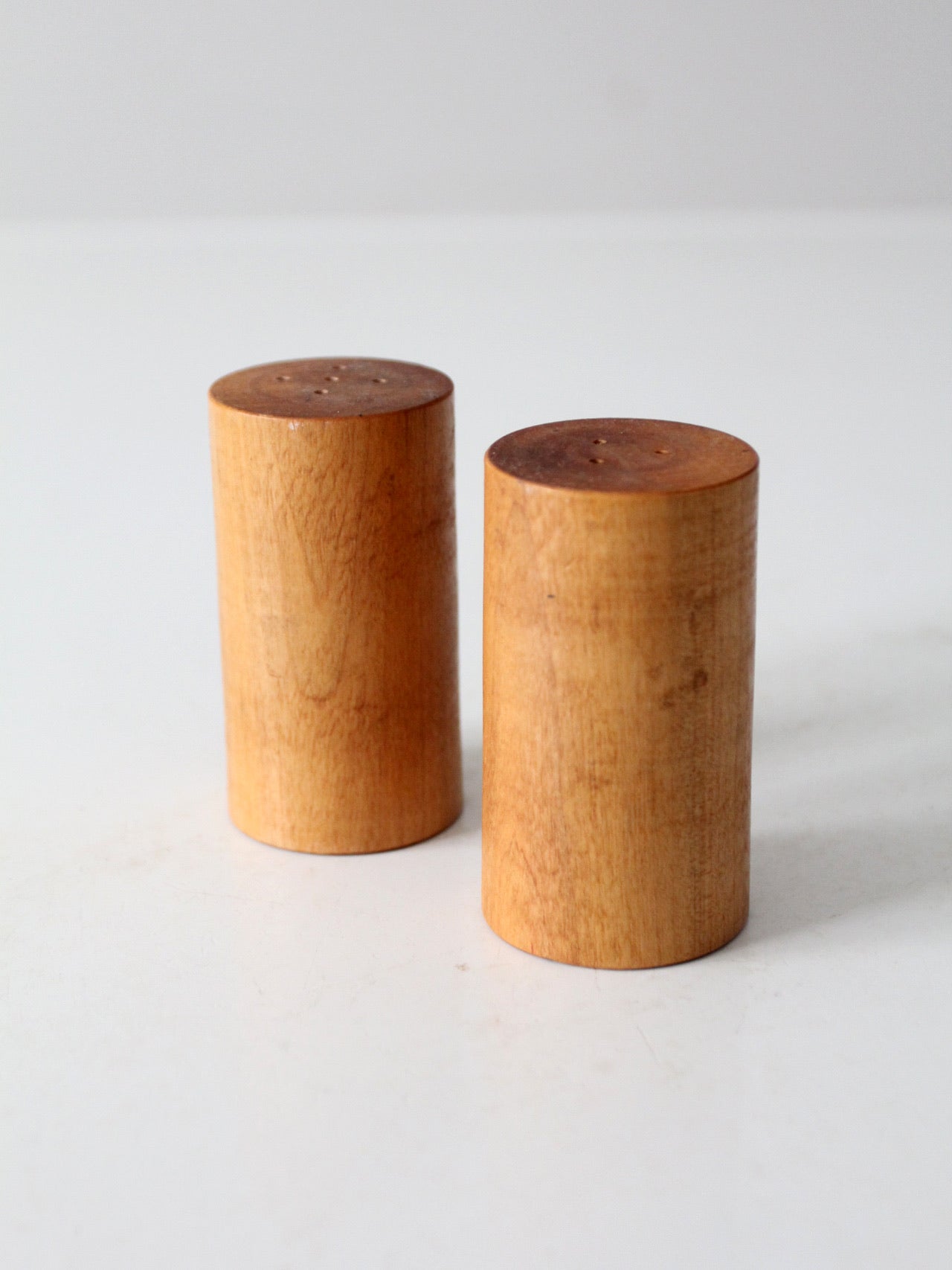 vintage wooden salt and pepper shakers