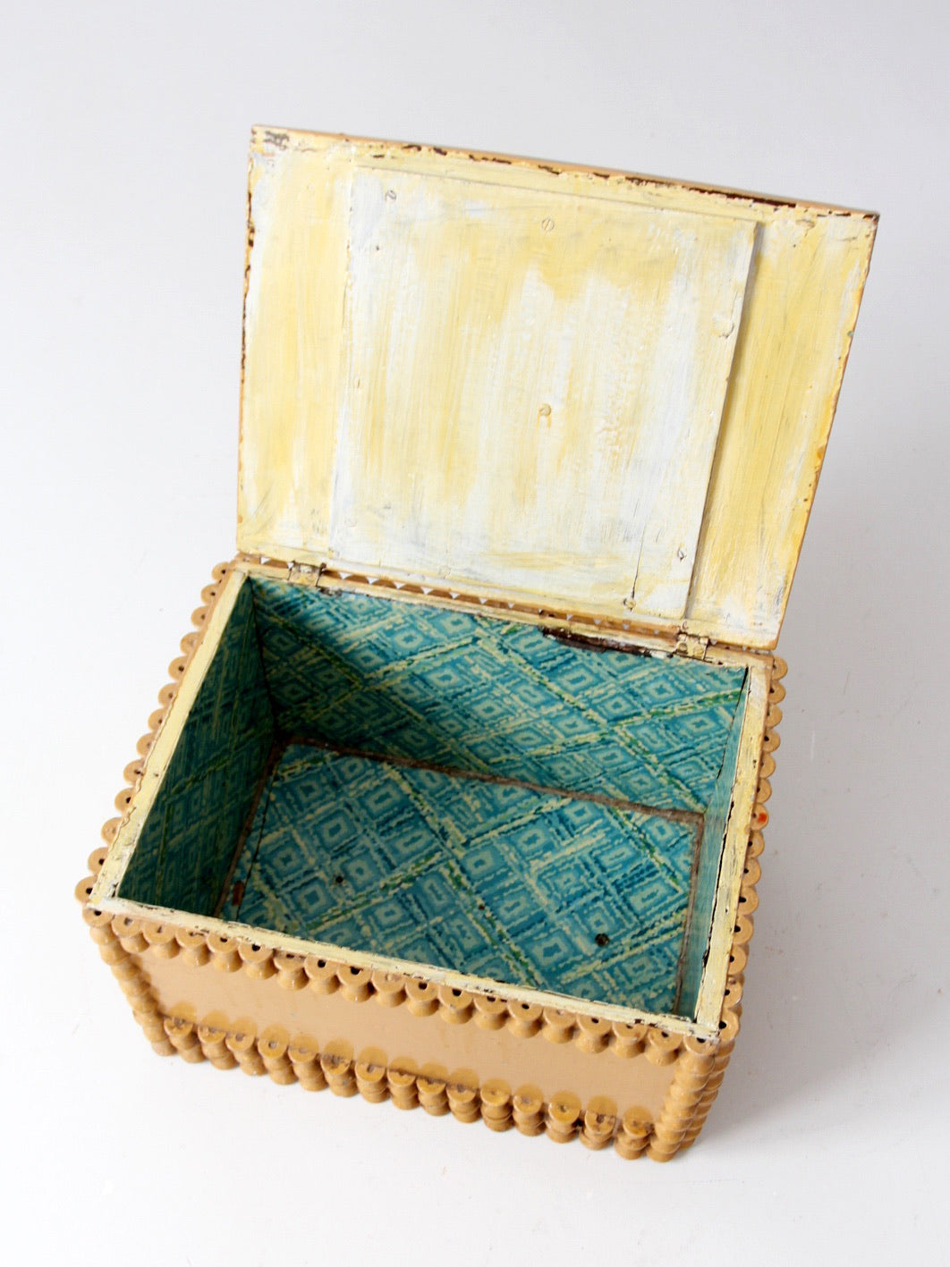 antique Victorian spool art trunk