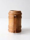 vintage wooden tankard with painted tavern scene