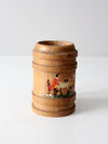 vintage wooden tankard with painted tavern scene