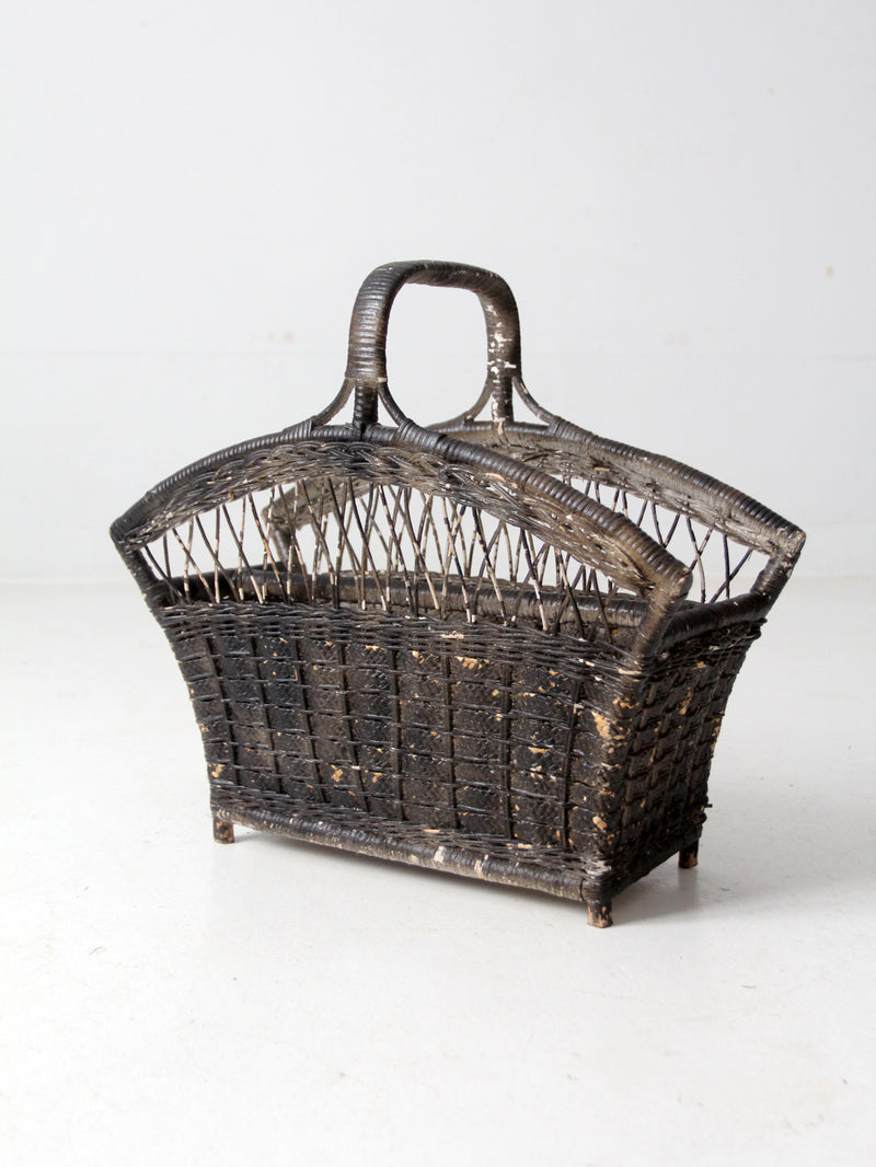 vintage wicker magazine rack