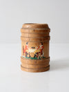 vintage wooden tankard with painted tavern scene