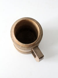 vintage wooden tankard with painted tavern scene