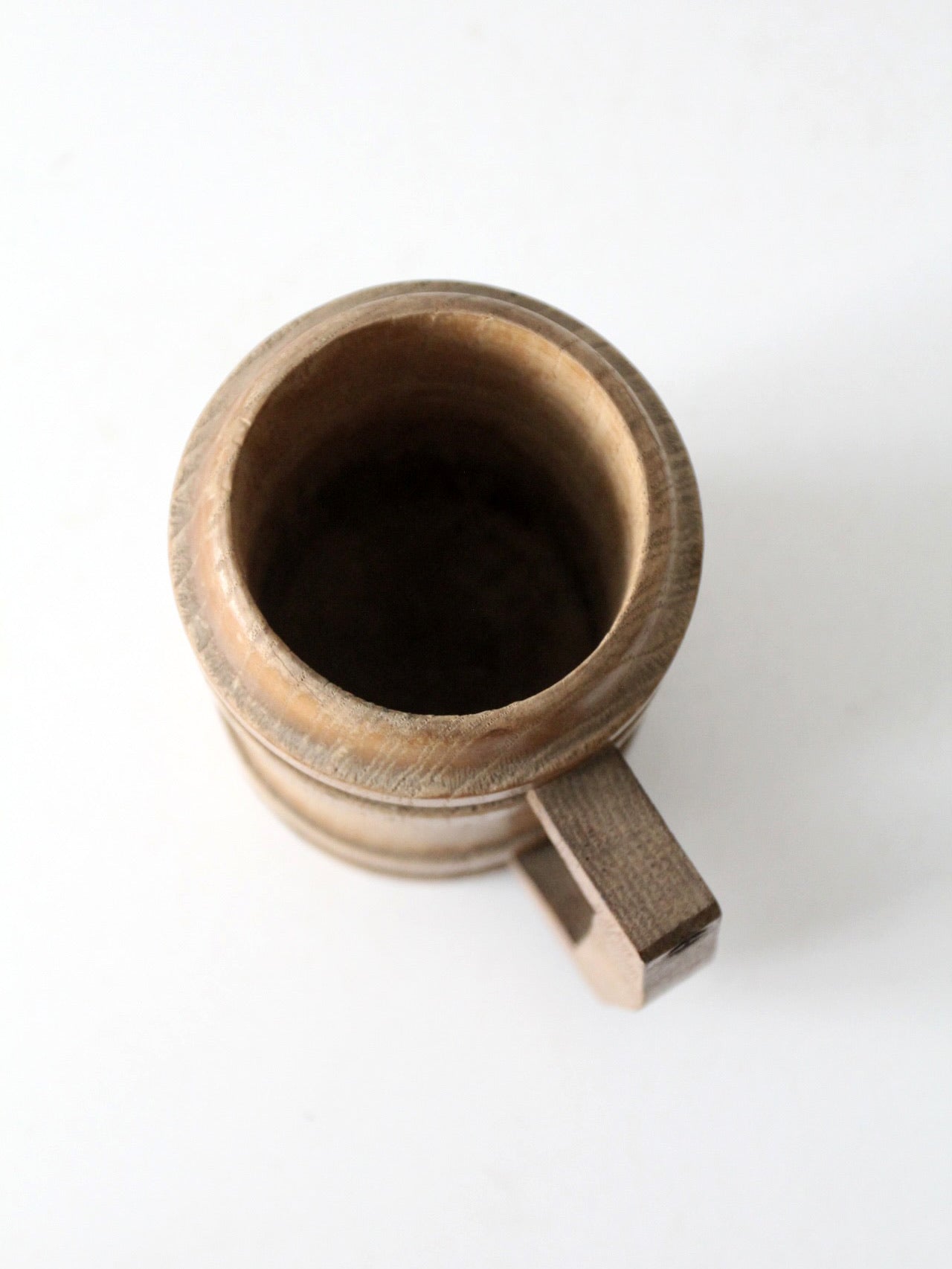 vintage wooden tankard with painted tavern scene