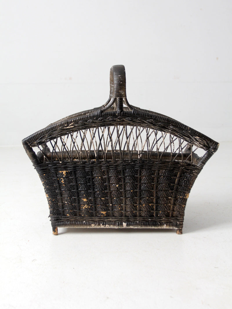 vintage wicker magazine rack