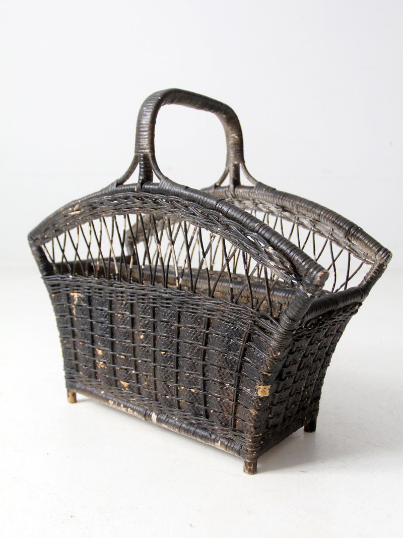 vintage wicker magazine rack