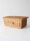 vintage woven basket box with lid