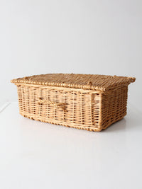 vintage woven basket box with lid