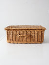 vintage woven basket box with lid