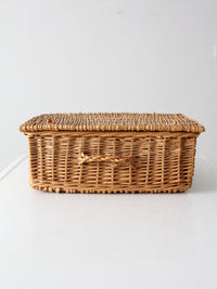 vintage woven basket box with lid