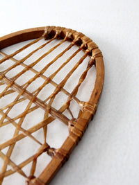 1940s Lund wooden snowshoe with rawhide webbing