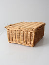 vintage woven basket box with lid