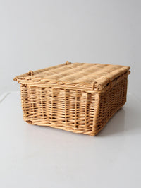 vintage woven basket box with lid