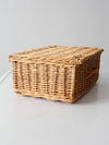 vintage woven basket box with lid