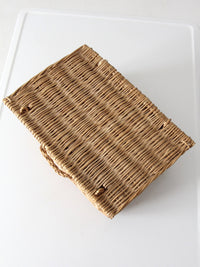 vintage woven basket box with lid