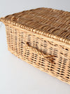 vintage woven basket box with lid
