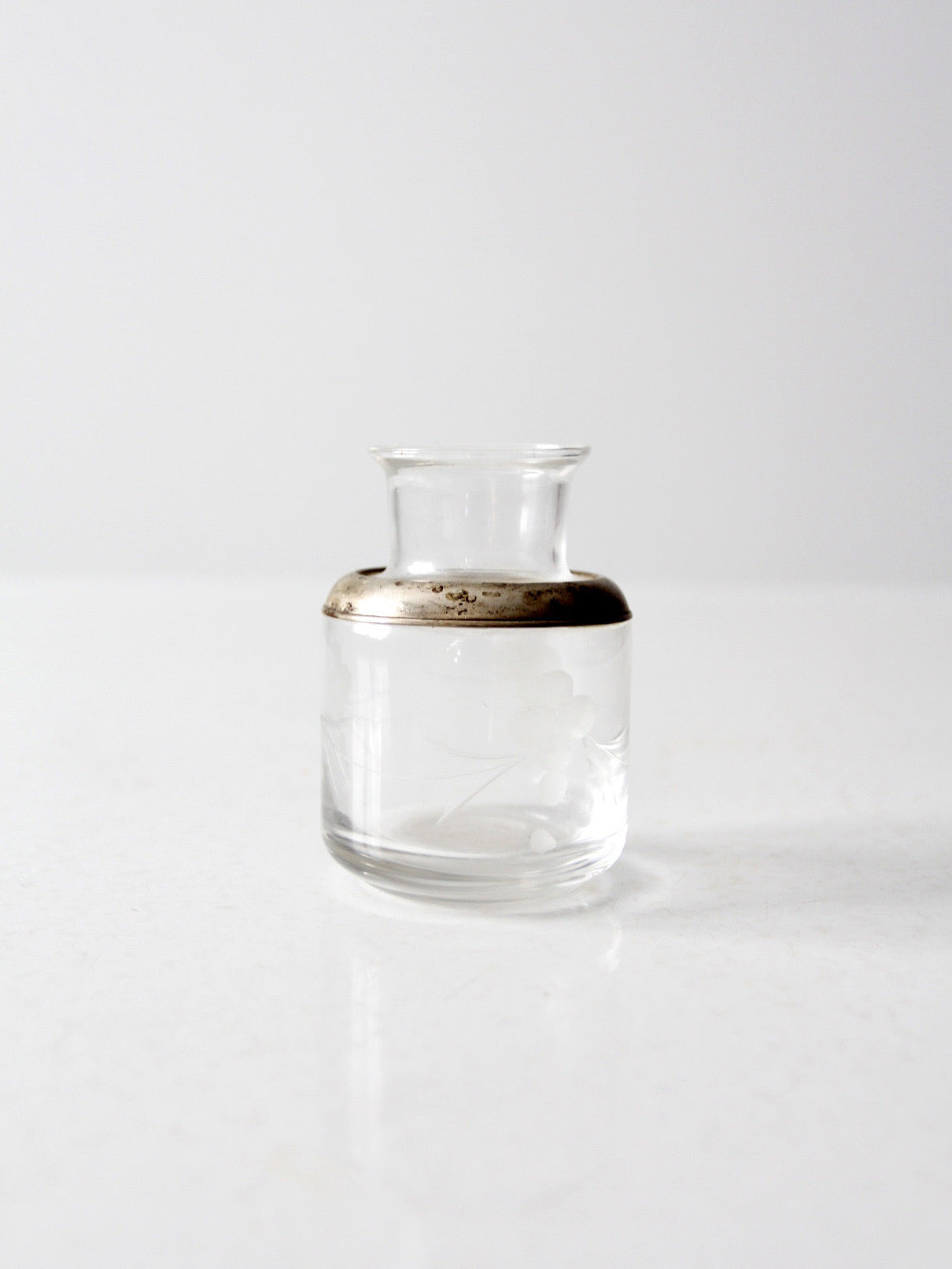 antique etched glass vanity jar