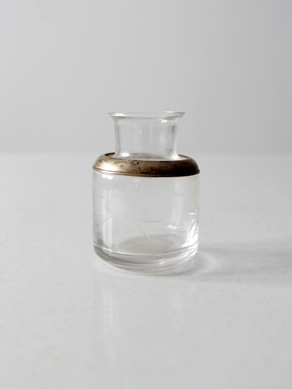 antique etched glass vanity jar