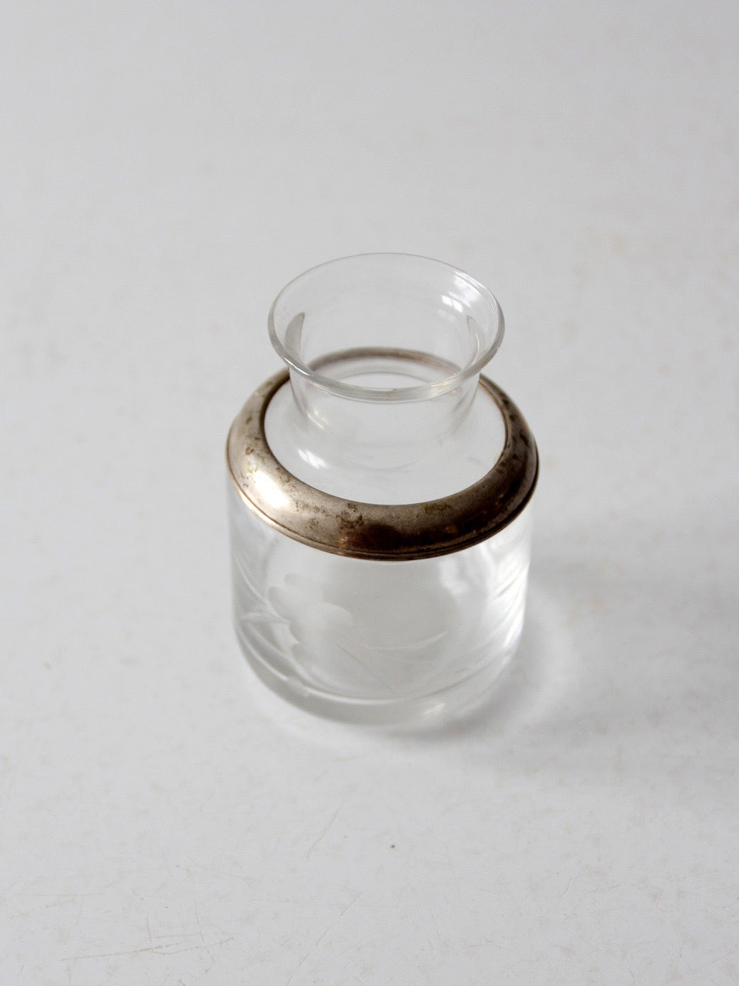 antique etched glass vanity jar